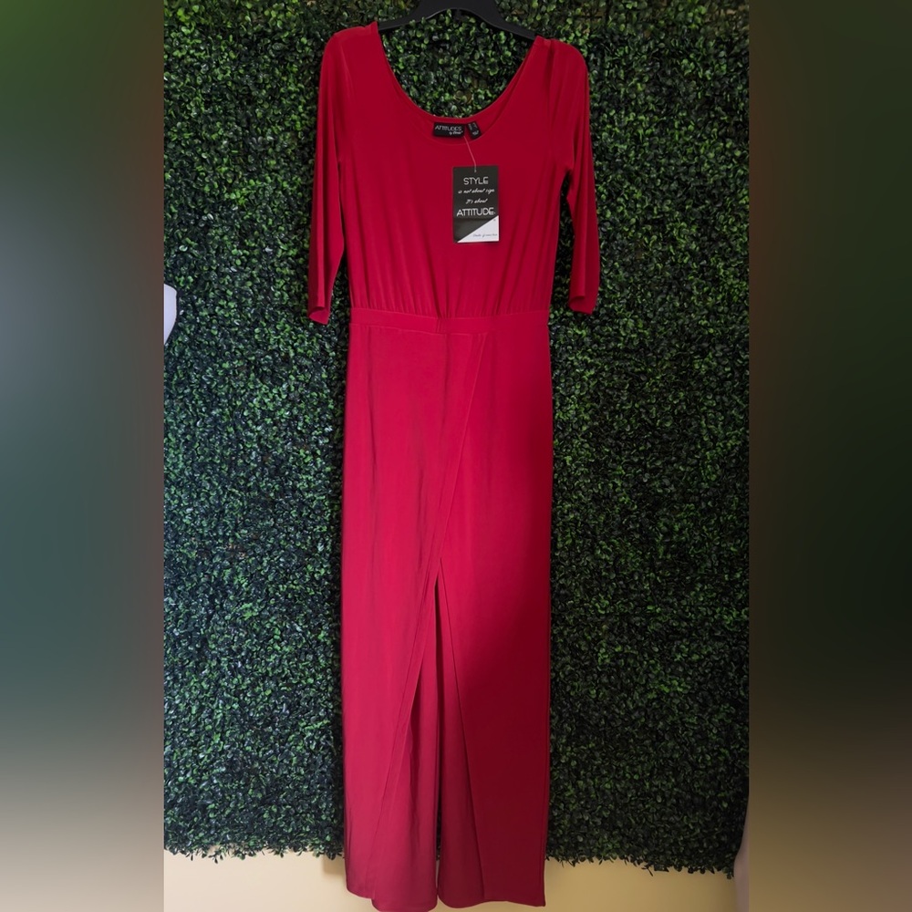 Attitudes by Renee Elegant Red Long Sleeve Dress